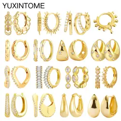 925 Sterling Silver Ear Needle Fashion Multi Turn Hoop Earrings For Women White Zircon Punk Personality Earrings Fine Jewelry