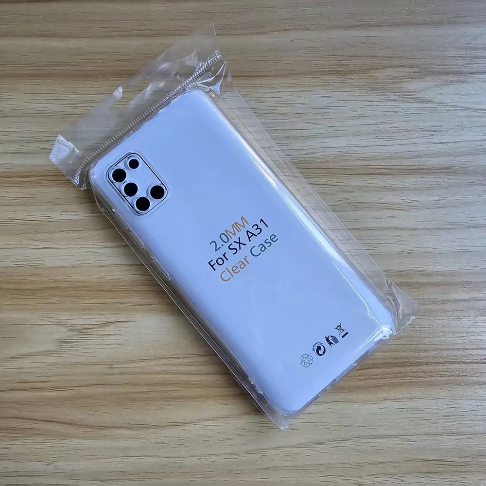 2,0 mm klare Hülle für Samsung Galaxy A31, weiche TPU-Hülle für Samsung A31, transparente Handyhülle