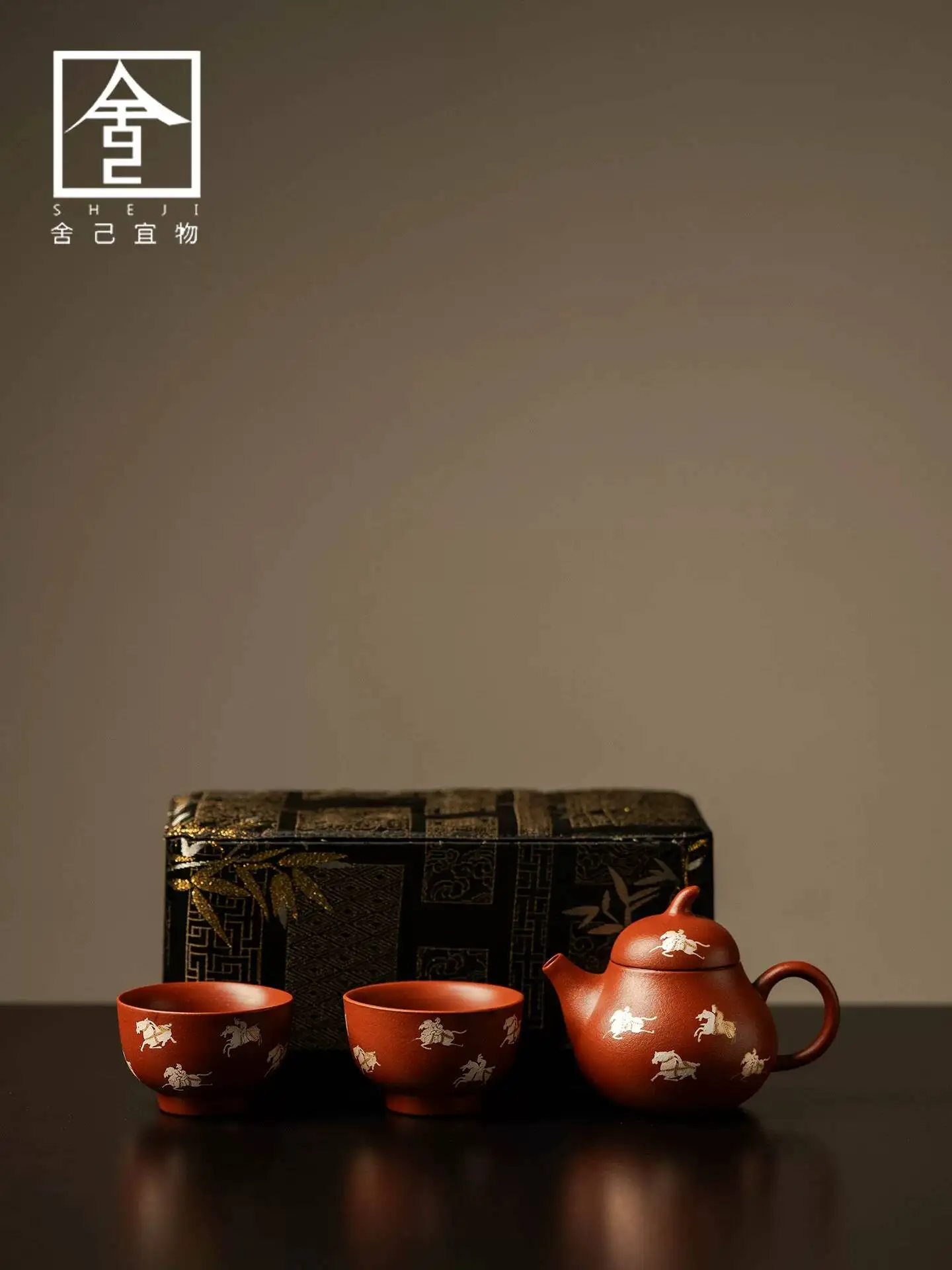 Creative New Design Instant Success Purple Travel Portable Storage Outdoor Tea Set With Red Clay Teapot
