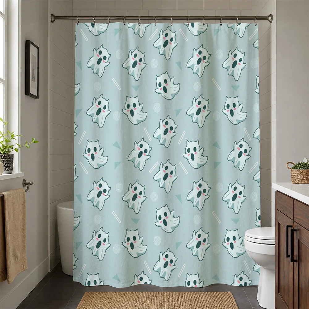 Waterproof Ghost Pattern Shower Curtain Cute Funny Bathroom Decor Novelty Shower Curtain Liner for Kids Nursery Home Bath Access