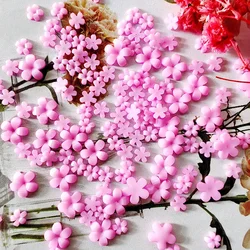 100pcs Japanese Pink Small Flower Nail Art Charms 3D Resin 5Petal Rhinestones Nail Decorations Kawaii Accessories Manicure DIY