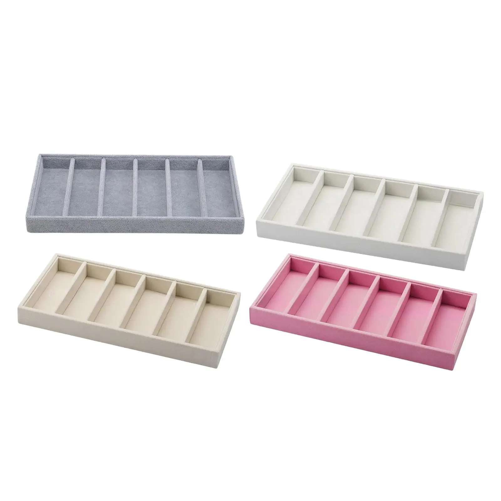 Sunglasses Organizer Velvet Eyeglasses Storage Tray 6 Slot Accessories Box for Home Drawer Display
