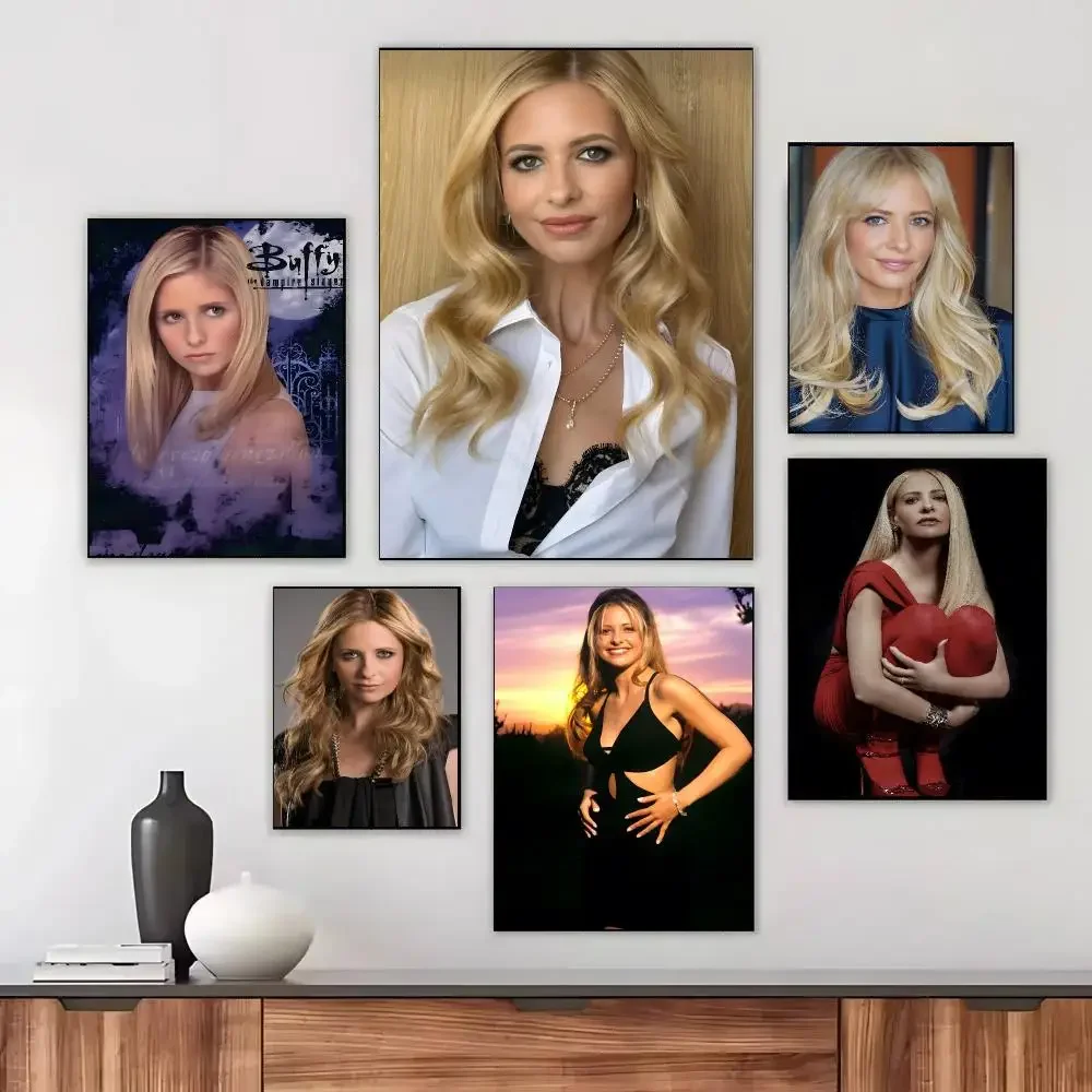 Sarah Michelle Gellar Classic Portrait Poster Modern Aesthetic Wall Art Print Minimalist Bedroom Living Room Home Decor Gift