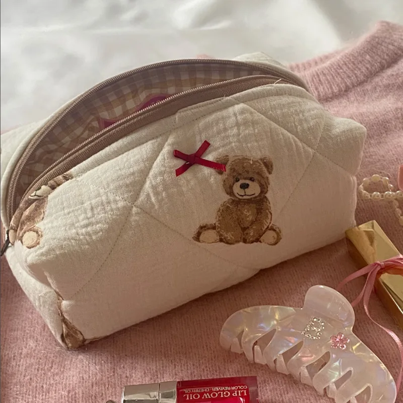 women\'s cosmetic bag kawaii Teddy Bear makeup bag Makeup storage bag Cartoon print makeup bag trousse fashion maquillage femme