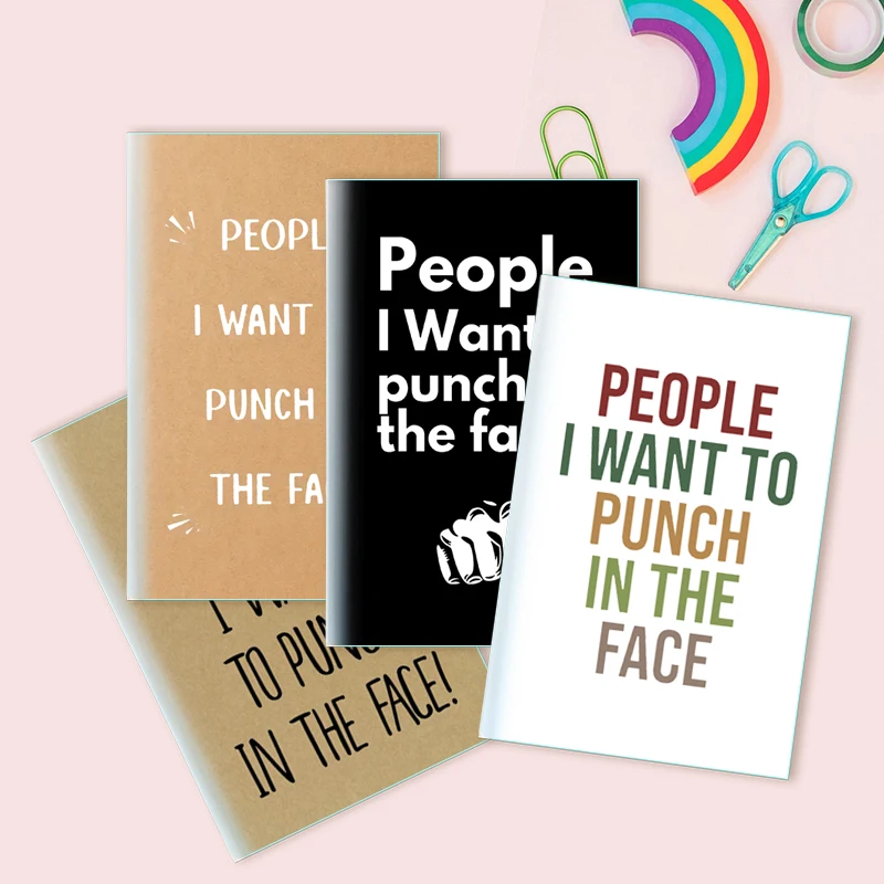 

4 Pcs/Lot - A5 Notebook Bold And Funny Quote | List of People I Want to Punch in the Face | Unique Journal Playful Cover Design