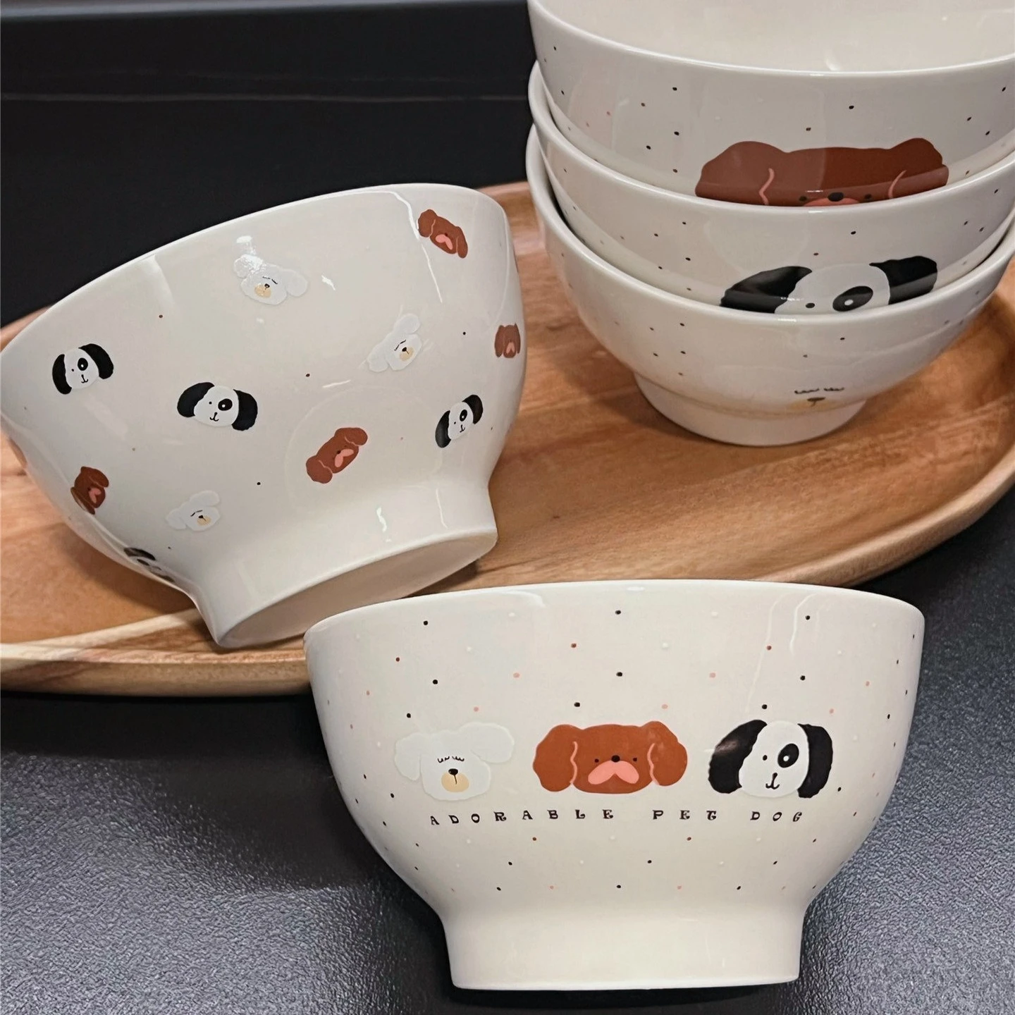 Cute Kids Ceramic Footed Rice Bowls Ceramic Footed Rice Bowls 5 Inch Household Couple Small Bowl Fruit Salad Bowl Yoghurt Bowls
