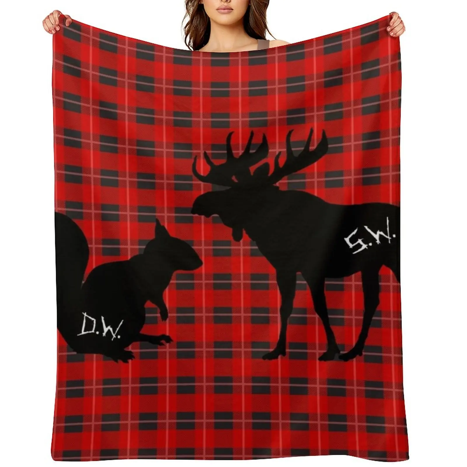 

moose + squirrel - plaid/black Throw Blanket Luxury Brand Luxury Throw Single Sofa Throw Blankets