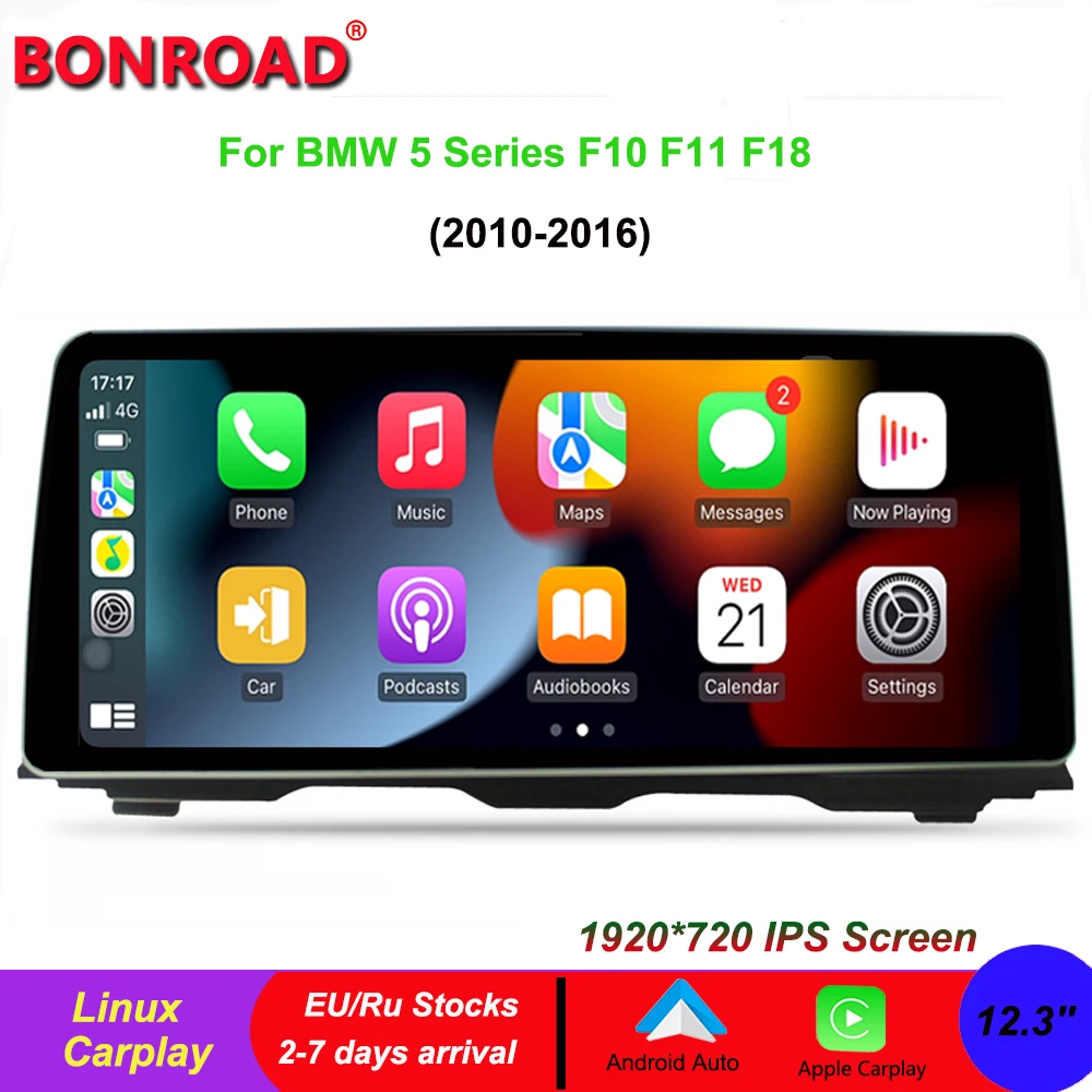 

Bonroad 12,3 ''BMW F10 Linux автомобильный мультимедиа для BMW 5 серии F10 F11 F18 беспроводной Apple CarPlay Android Авто IPS сенсорный экран