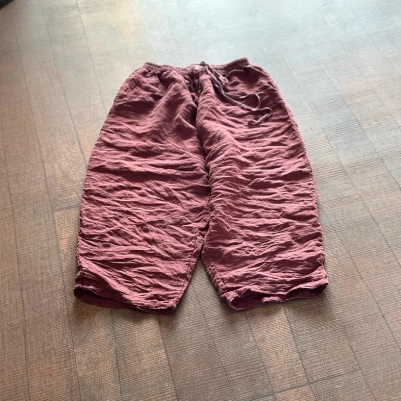 

Cotton Linen Wide Leg Pants Women Summer New Solid Vintage Elastic Waist Trousers Casual Loose Women Clothing Plus Size Harajuku