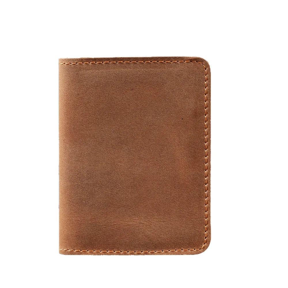 Men Vintage Crazy Horse Leather Bi-fold Card Holder Clear ID Window Multi Card Slots Driving License Cover Leather Card Purse