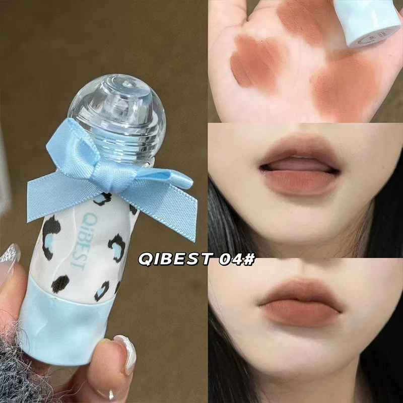 qibest-4-色マットベルベットリップグロスレッドブラウンリップグレーズ長期持続防水オレンジカラー液体口紅天然化粧品