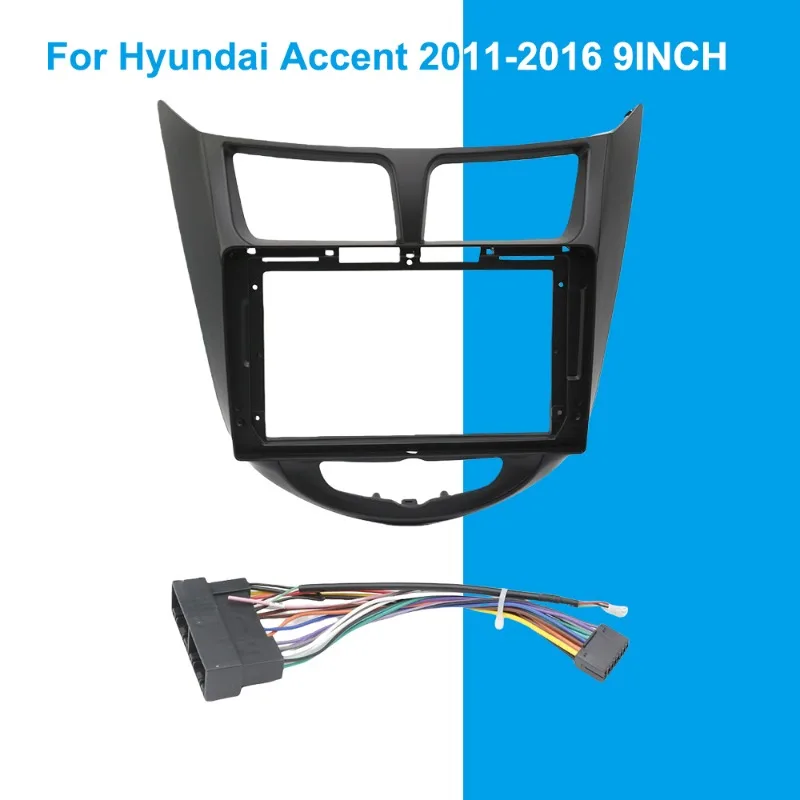 For Hyundai Accent 2011-2016 9 Inch Car Radio Dashboard Frame Fascia Panel Android Stereo Installation Kit