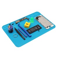 Pad Heat Insulation Mat Silicone 30cm*20cm Accessory Station Blue Waterproof Desk Pad Dustproof Phone 1-2mm Thickness