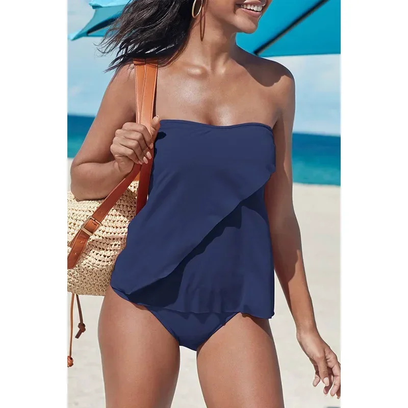 2025 Plus Size Tankini Swimsuit Women Vintage Sexy Backless Swimwear Female Summer Beach Bathing Suit Beach Bather Biquini Mujer