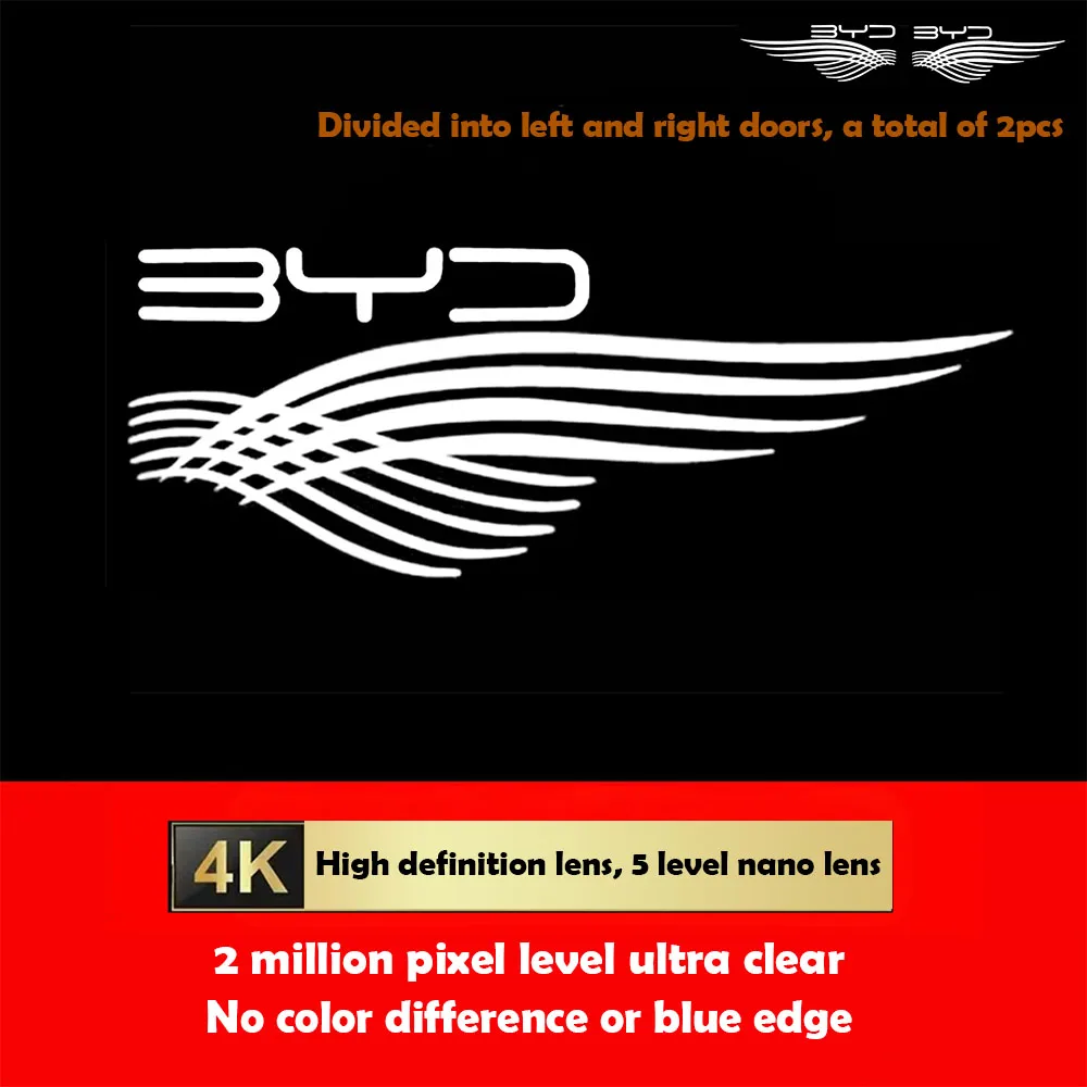 2pcs Car Welcome Light For BYD Sealion 5 6 7 Seal Qin L Han Tang Atto3 Song Plus Atto3 Door Projector Puddle Light Modification
