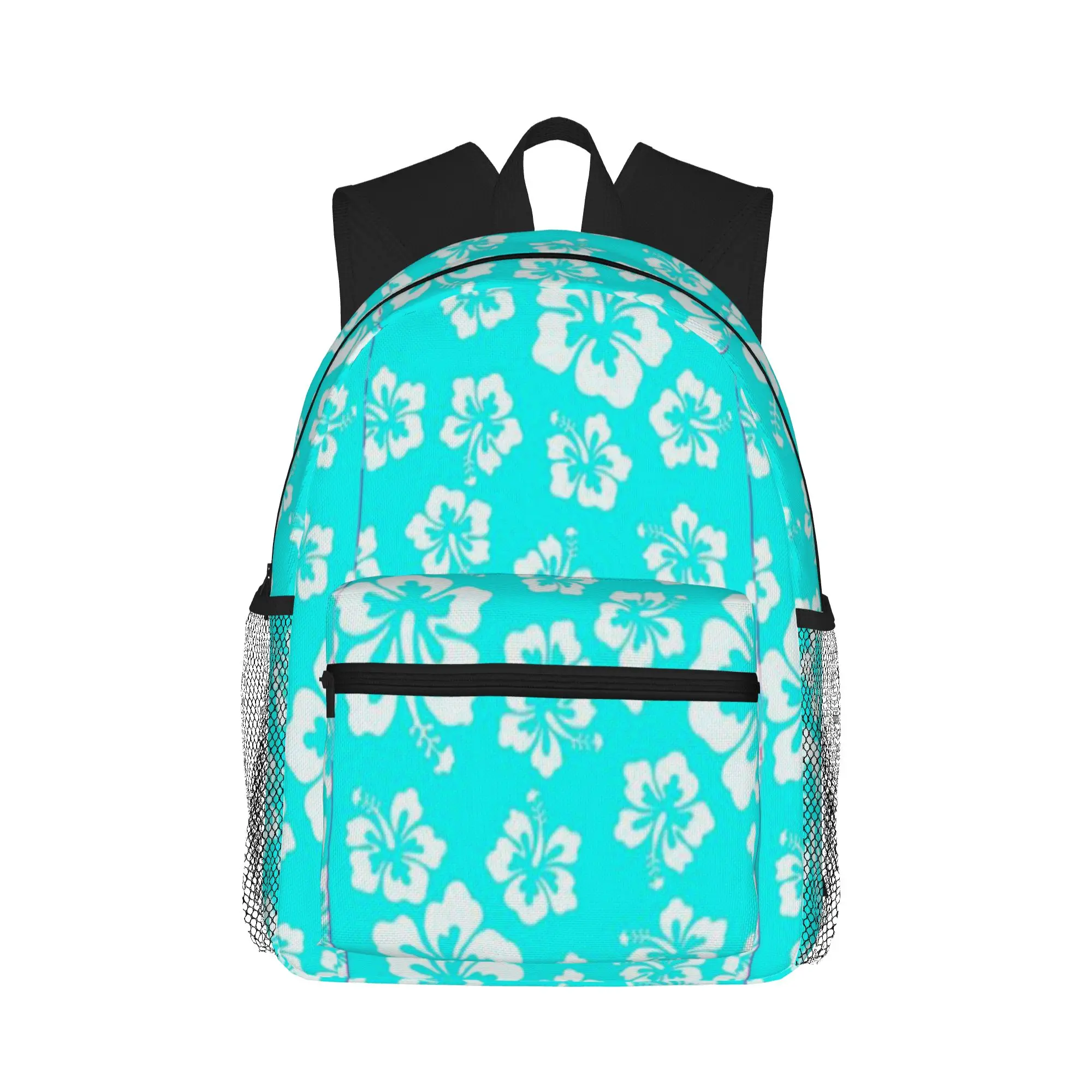 Bright Aqua blue Hibiscus Hawaiian Flower Aloha  Casual Backpack for Students and Adults Bag