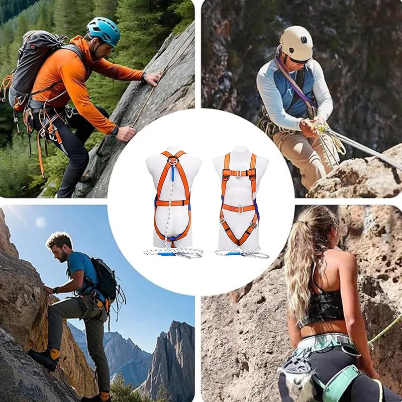 1pcs High-altitude Operation Safety Belt Five Point and Outdoor Construction Wear-resistant Climbing Pole Safety BeltSafety Rope