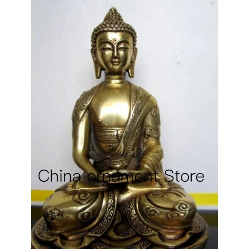 

Antique Buddha Statue Amitabha Bronze Buddha Dragon Statue Wish U Wealth
