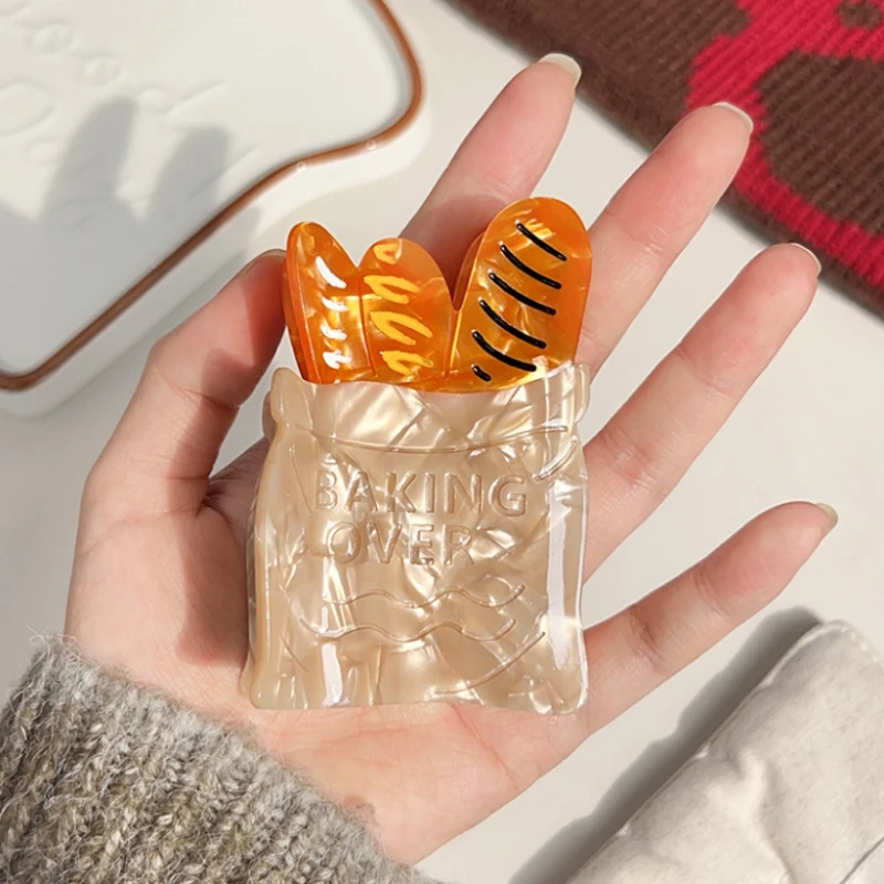 

DS НОВАЯ серия Food, багет, хлеб, коготь для волос, экологически чистые ацетатные зажимы для когтей, INS, зажимы для волос в форме краба, аксессуары для волос для женщин и девочек