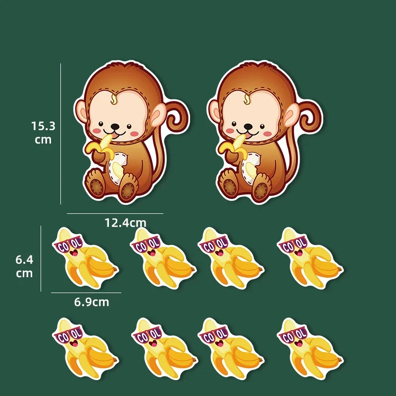 11pcs Set 20cm Monkey eat bananas Rewritable Magnetic Sticker Classroom Grouping Team Confrontation Games Learning Teaching Aids