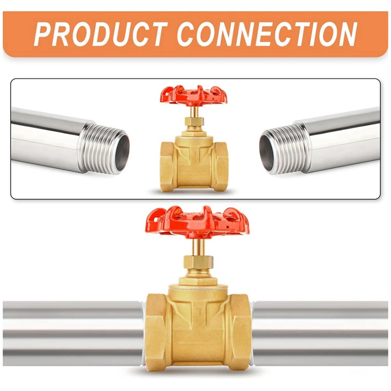 Smart-1PCS Brass Industrial Gate Valve, DN25 1Inch NPT Female With Wheel Handle, Heavy Duty Gate Valve Tool For Water,Oil, Gas