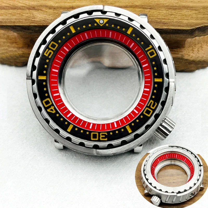 

Корпус для часов Mod Tuna Can, корпус NH35, подходит для механизма NH34, NH35, NH36, 7S26, прозрачная задняя крышка, мужской корпус для часов для дайвинга, запасные части