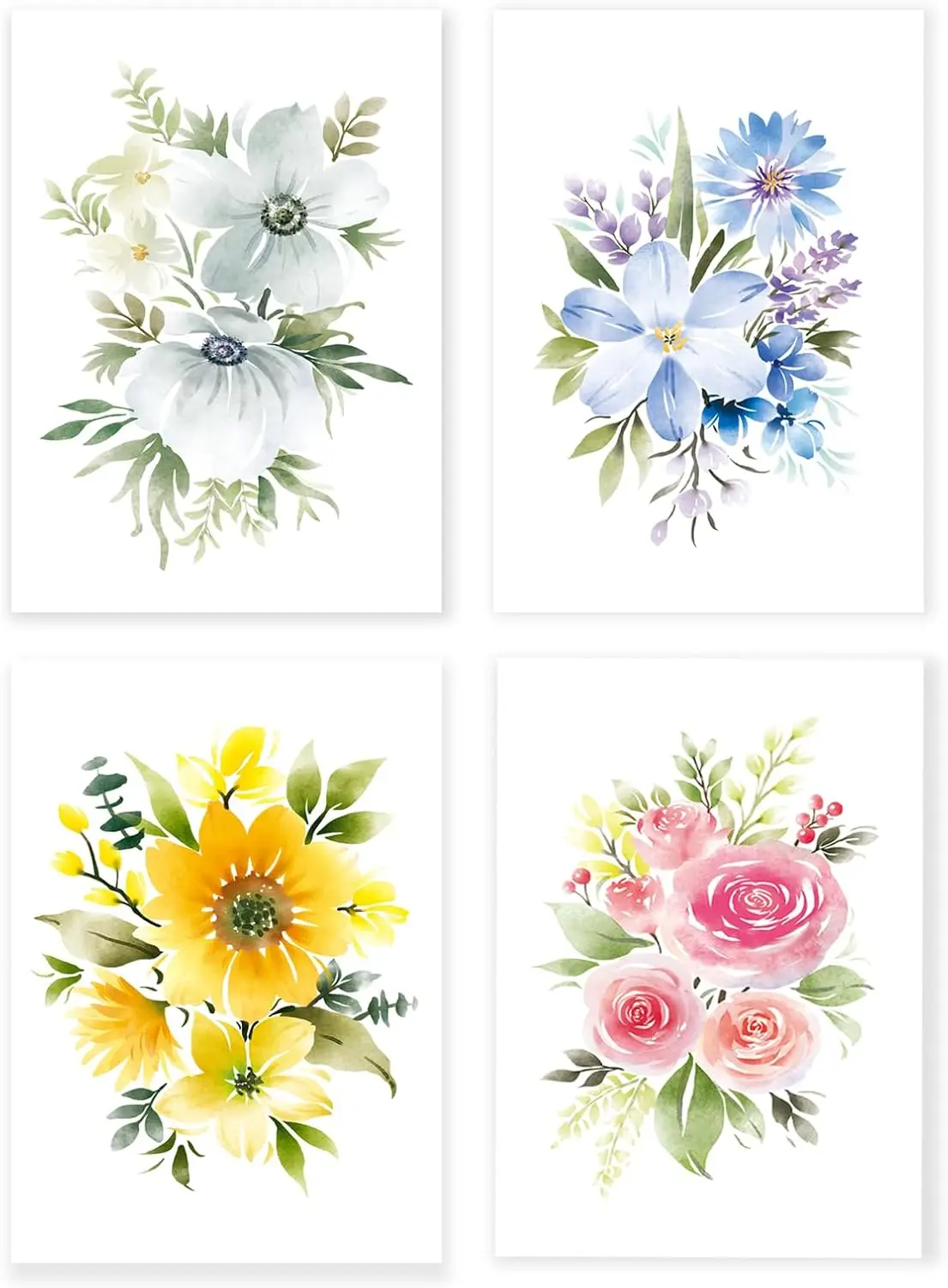 

Cards, 40 Pack Floral Pattern Thank You Greeting Cards with Peel-and-Seal Rustic Envelopes Size 4x6 Inch