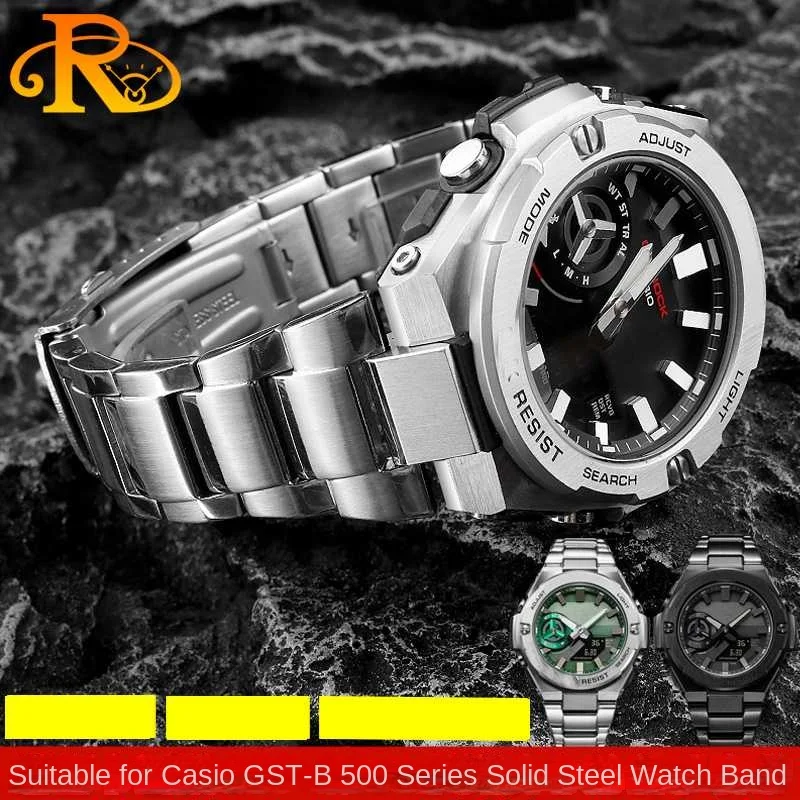 

Stainless Steel Watchband for Casio G-Shock Heart of Steel GST-B500BD/GST-B500 AD Watch Band Metal Folding buckle Strap Bracelet