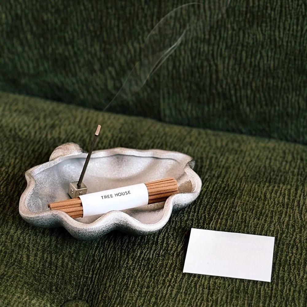 Prato de sobremesa de concha de prata ins placa de incenso de fio cerâmico fosco placa de armazenamento de jóias de mesa