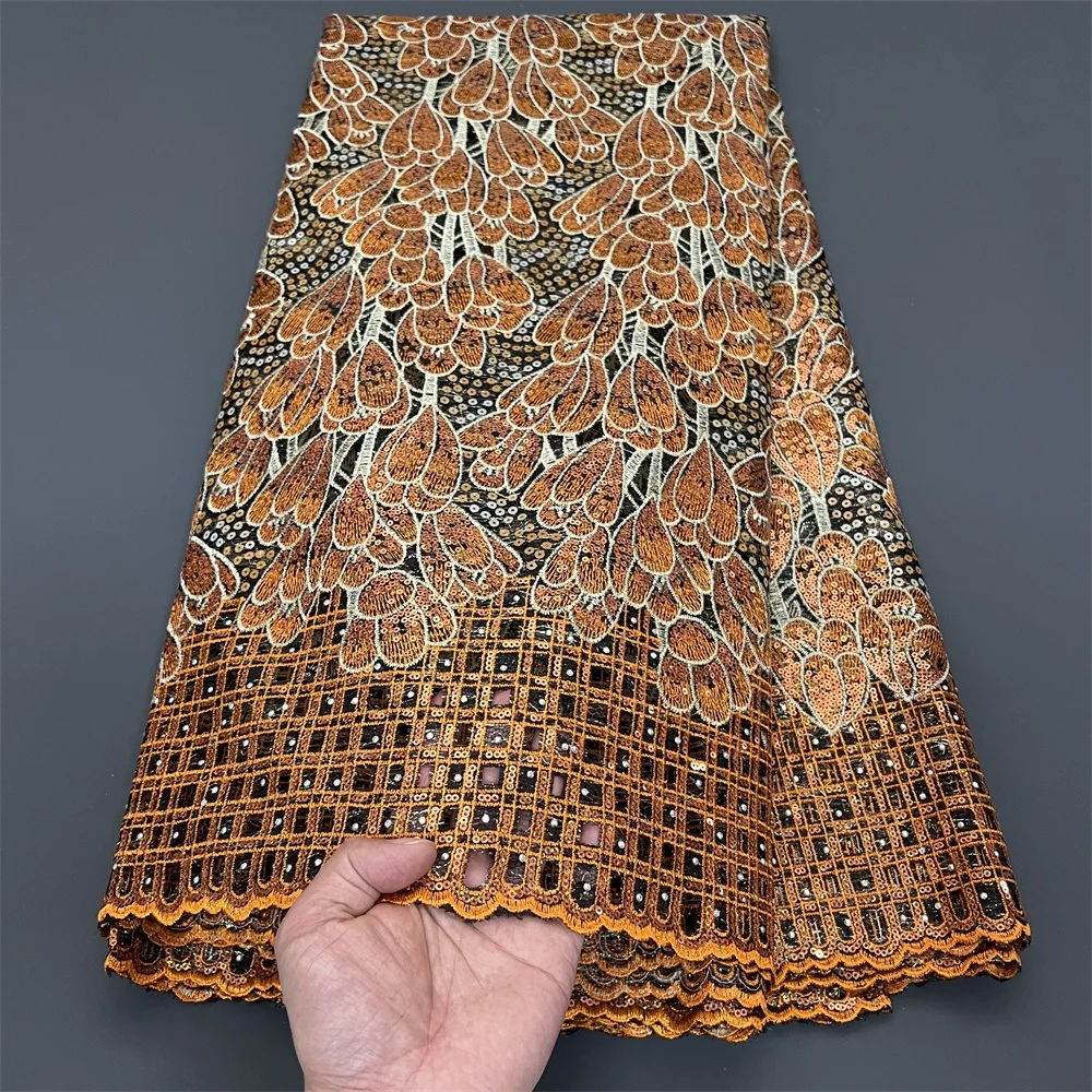 2025 High Quality African Nigerian Lace Fabric Embroidery Tulle Guipure Sequins For Wedding/Bridal Gowns Dress Net Cloth 5 Yards