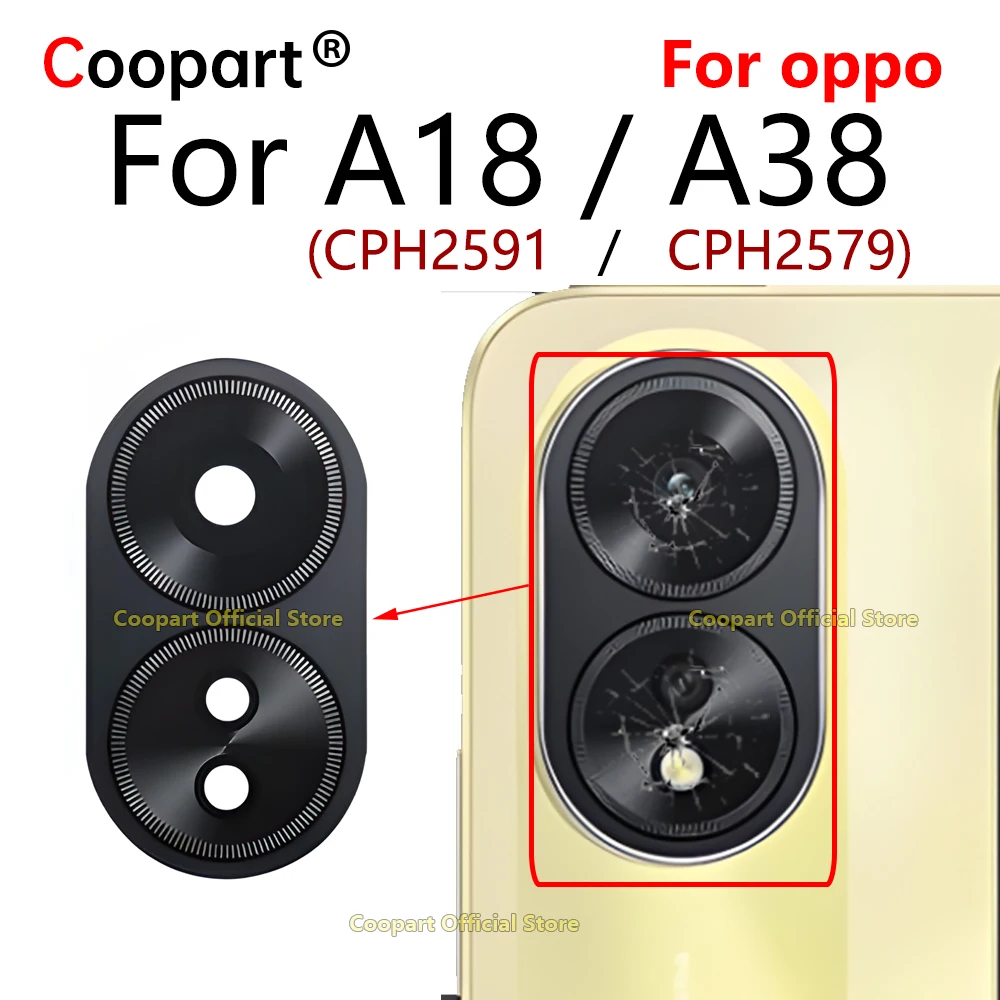 

Стеклянная линза задней камеры Coopart для OPPO A18 A38 CPH2591 CPH2579 Замена с клейкой наклейкой