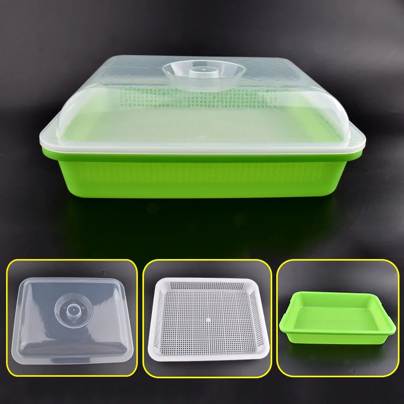 Beans Hydroponic Sprouter Tray Food Grade PP Veg Seeding Pot  Garden Household Plants Germination Tray Nursery With Lid Kits