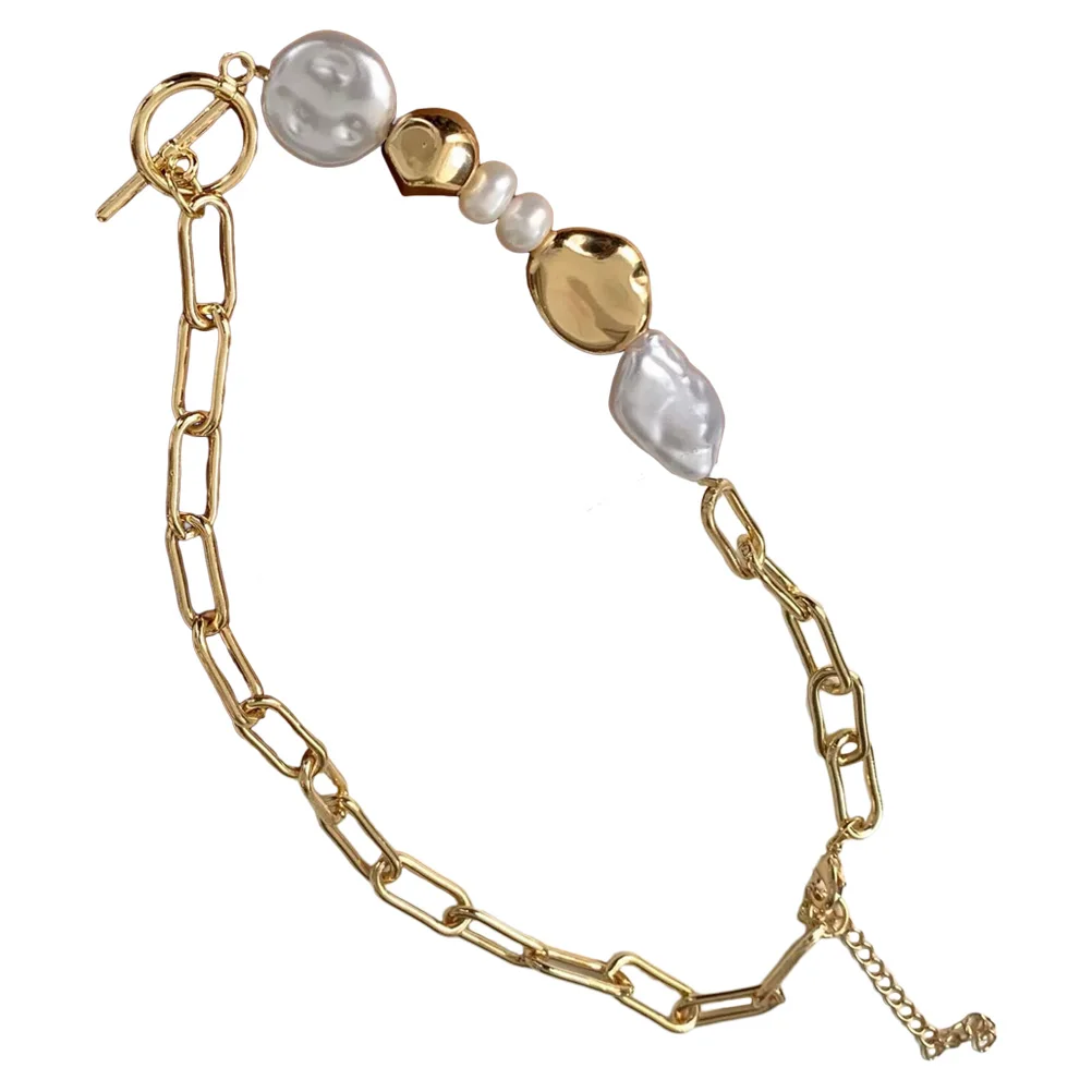 

Pearl Necklace Women Chunky Pearl Necklaces Artificial Chain Dainty Necklace For Prom Baroque Pendant Collarbone Vintage