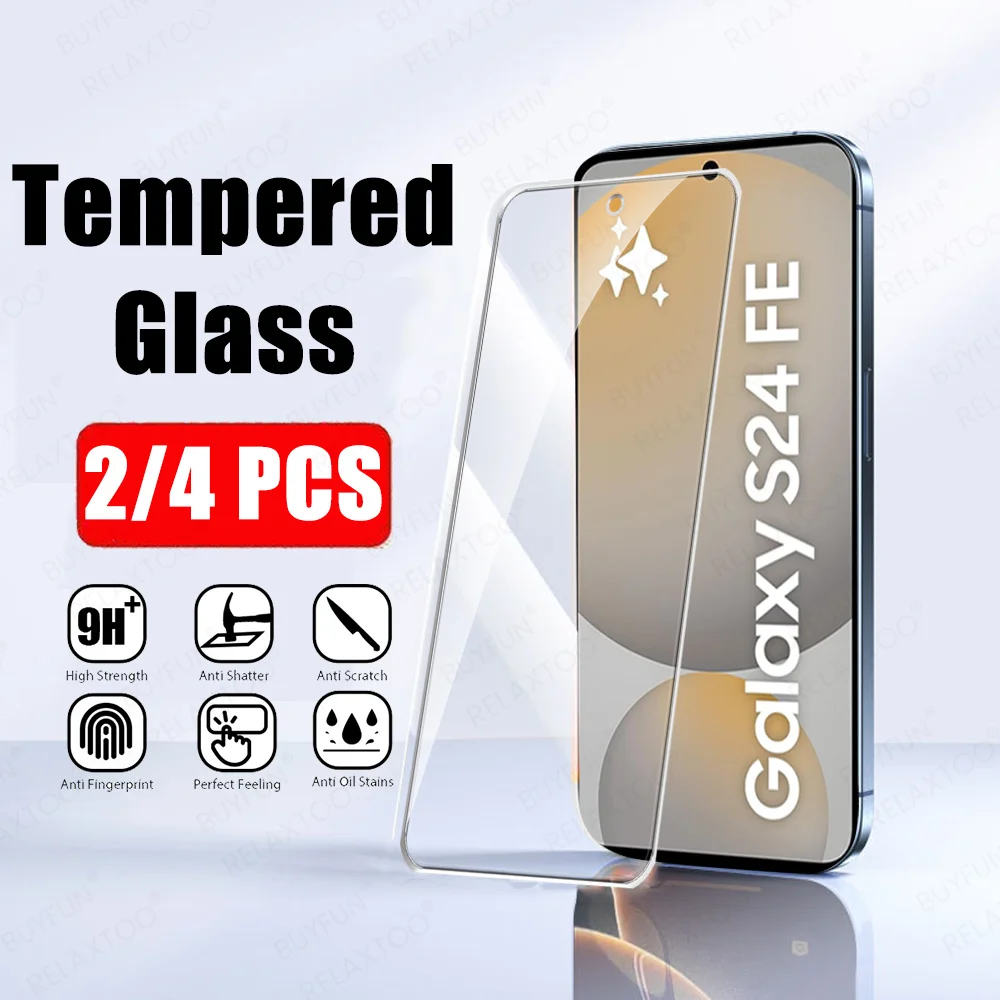 2/4Pcs Bildschirm Glas Für Samsung Galaxy S24 FE Screen Protector Für Samsung S23 FE Gehärtetem Film Fall Freundlich auf S24FE 5G Abdeckung