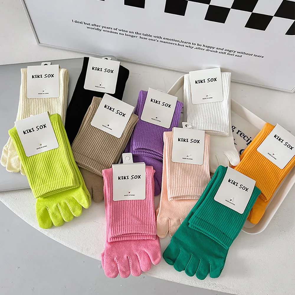 New Candy Color Five-finger Cotton Socks Sweat-absorbing Breathable Split-toe Socks Japanese Casual Sports Yoga Socks For Girls