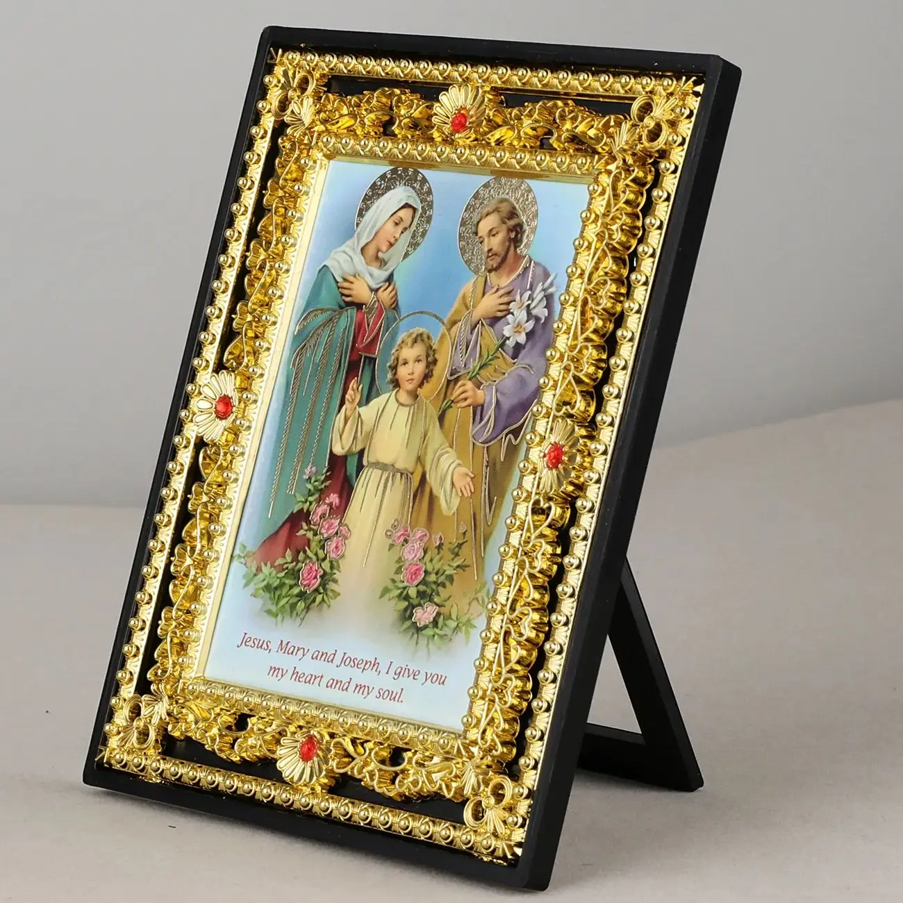 Catholic Holy Family Icon Square Frame The Archangel St.Michael Icons Figurine Church Home Tabletop Decoration Collection Gift
