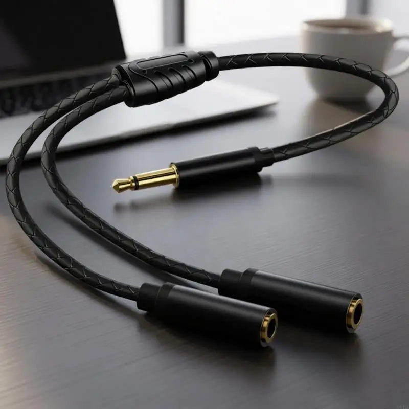Q6PA Monitoring Headphone Cord, 3.5 MM Single-Channel 30 Y Branch with Textured Cover for Close Equipment Routing