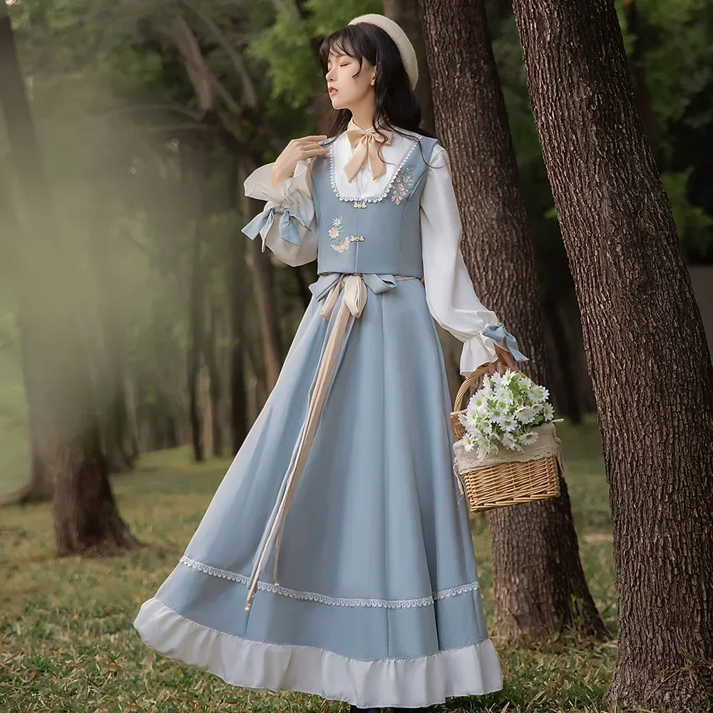 Women's Dress Suit Improved Hanfu Suit Skirt Chinese Style Daily Three-piece Set 2022 Chinese Traditional Culture Hanfu