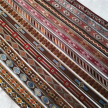 Rubans Jacquard brodés en or argent marron, 5 Yards, 5/8 pouces, 10MM ~ 17MM, décoration pour colliers d'animaux de compagnie, chaussures, vêtements, couture en dentelle