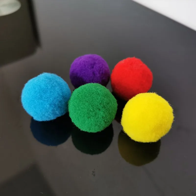 30pcs 3cm Colorful Cat Toy Balls Soft Kitten Pom Pom Toys Lightweight for Indoor Cats Interactive Playing Quiet Ball