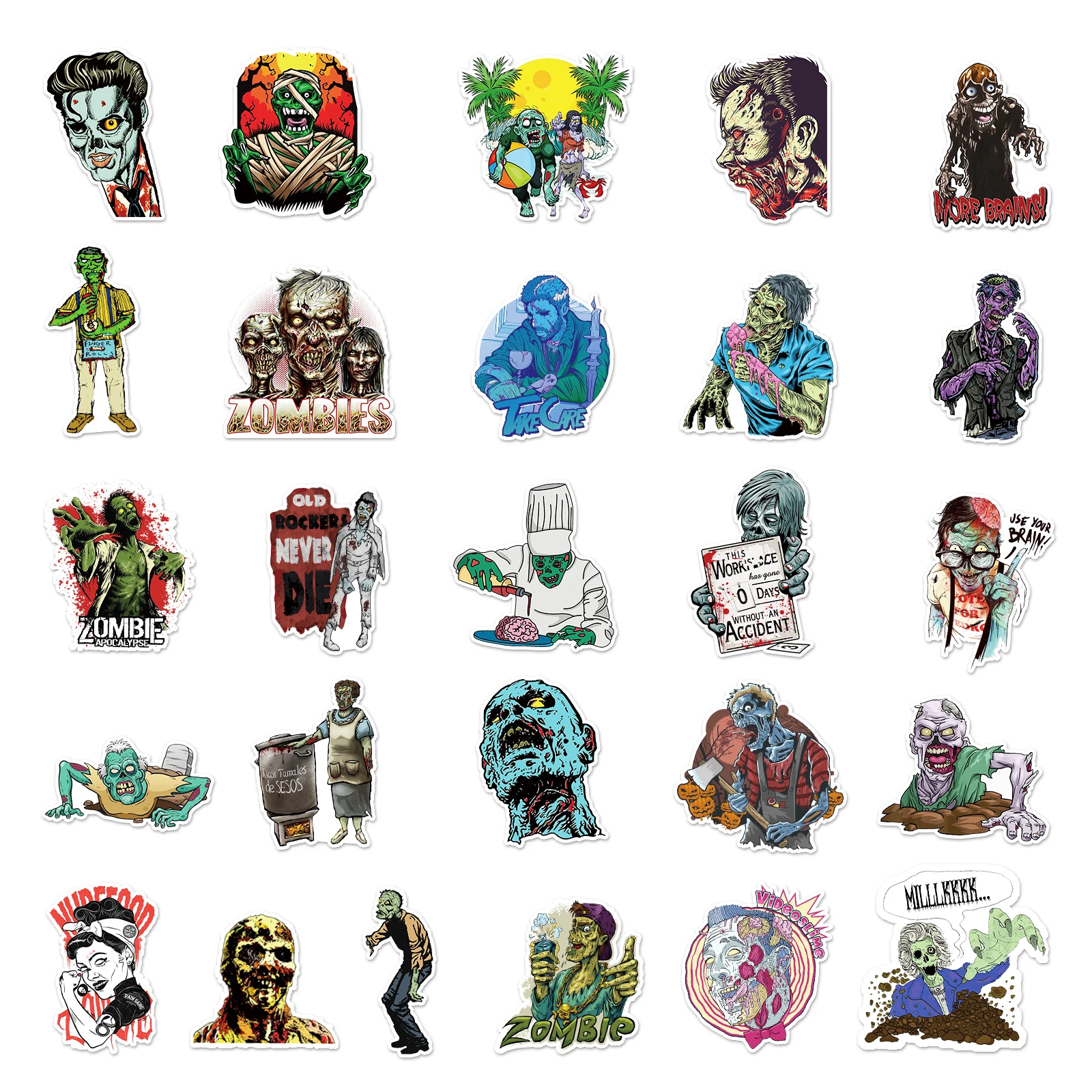 50pc Zombie series Cartoon Cute Graffiti Stickers Suitcase Laptop Guitar Skateboard Personalized Decoration Stickers