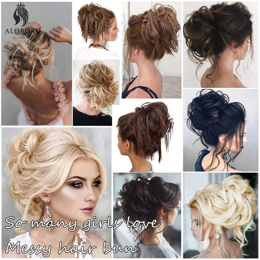 Synthetic Hair Bun Messy Curly Donut Chignon With Elastic Band Scrunchies Extension Updos Hairpieces Wrap Ponytail For Women