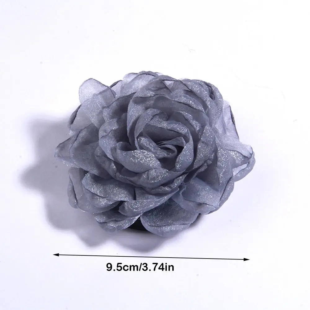 Handmade Artificial Flowers Wedding Dress Decoration Burned Edge Mesh Rose Head DIY Hair Accesorries 9.5CM Burnt Edge Flower