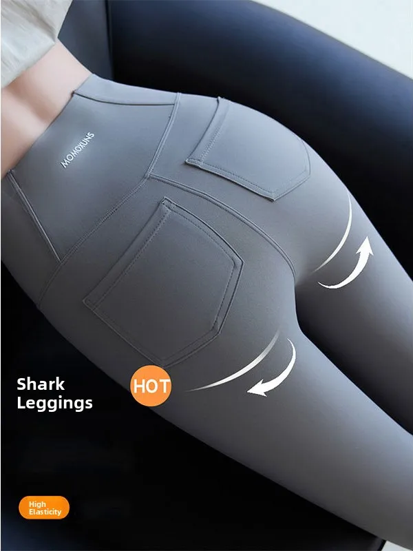 

High-Waist Slimming Yoga Pants Women's Fitn arkskin Boting Trousers Autumn Winter Casual Long Pants Dvdk Brand