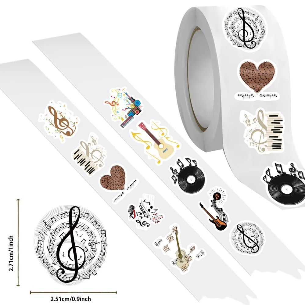 100-500pcs Cool Instrument Music Note Sticker Label Decorative Sticker for Phone Case Note Pad DIY Gift Wrap Decor for Girls