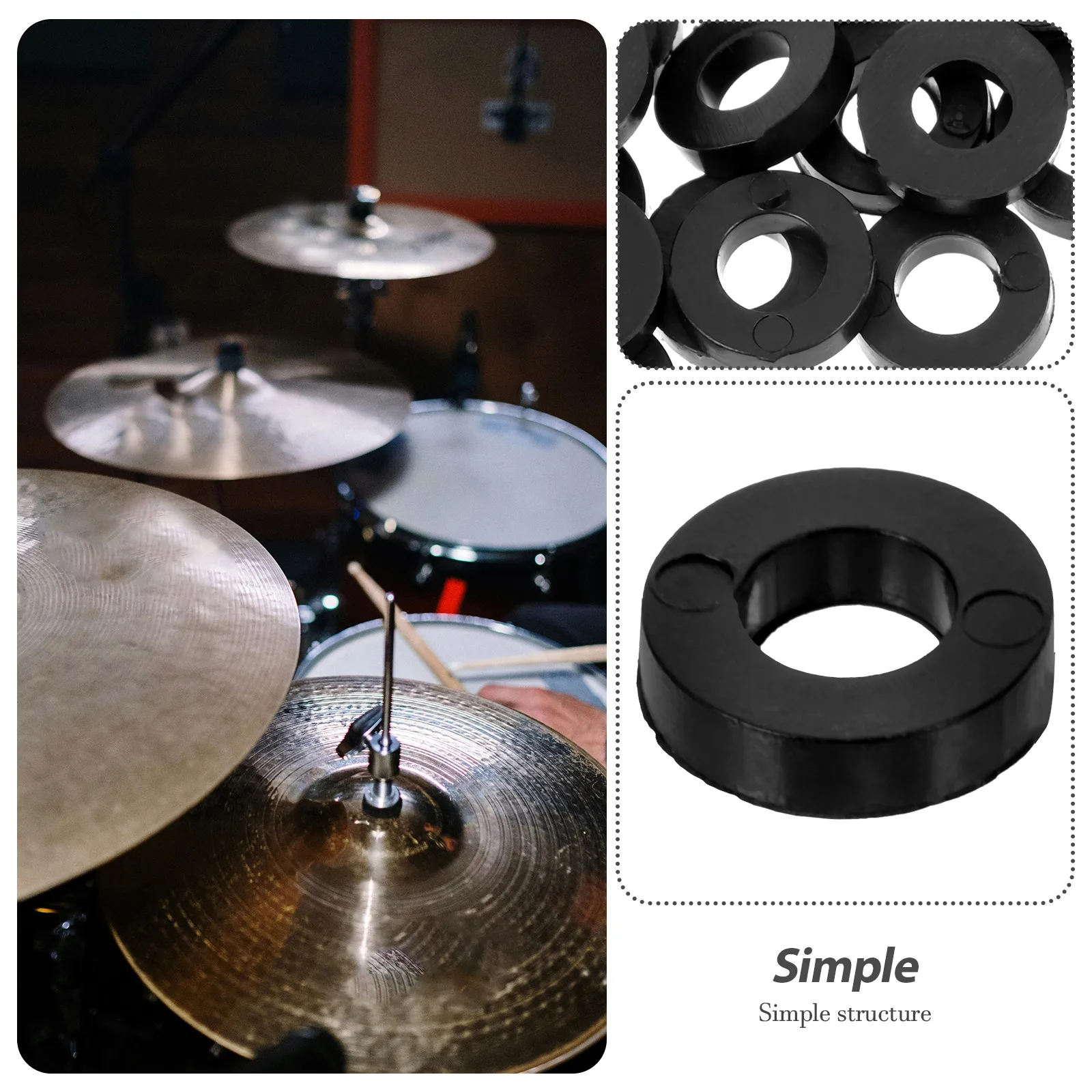 

100 Pcs Black Drum Accessories Small Sound Insulation Pad Parts Snare Pads Plastic Kit Drum Washers Percussion Instrument