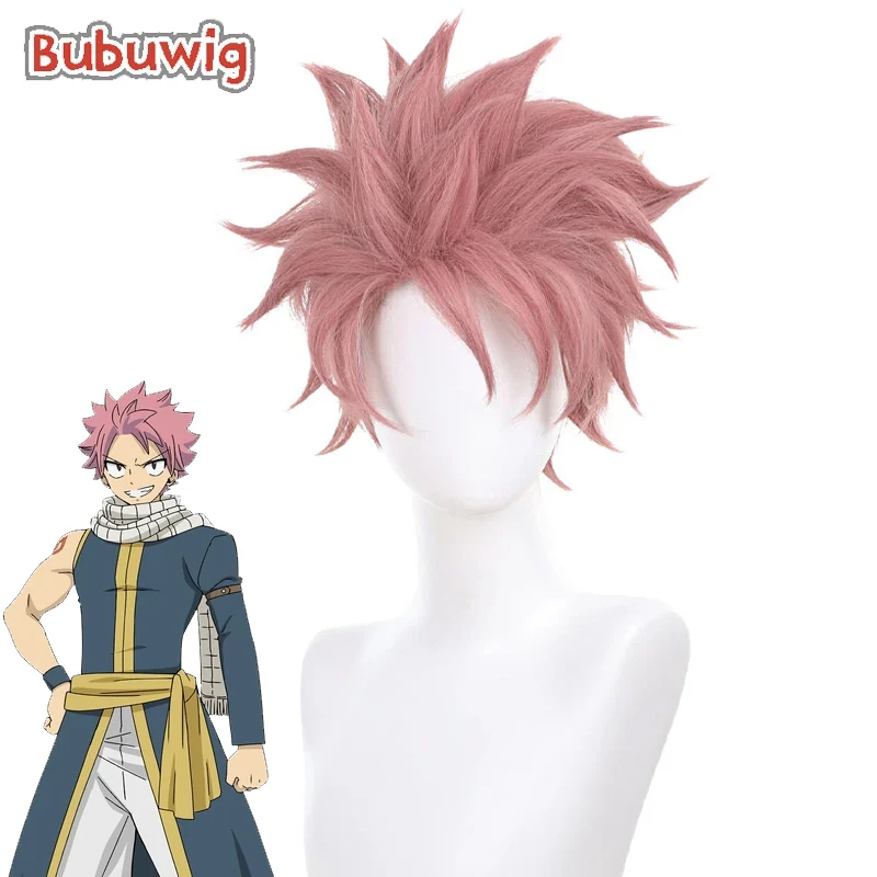 

Bubuwig Synthetic Hair Natsu Dragneel Cosplay Wigs Fairy Tail Natsu Dragneel 35cm Short Straight Dark Pink Wig Heat Resistant