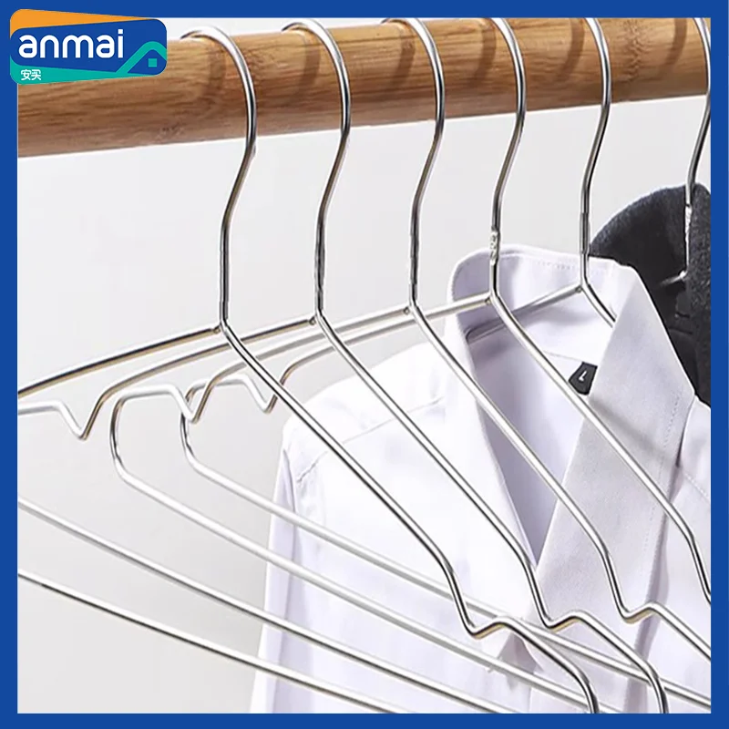 Anmai 1 Set 6Pcs Stainless Steel Cloth Hangers Rack Durable 40mm Long Windproof Cloth Organization Closet Wardrobe