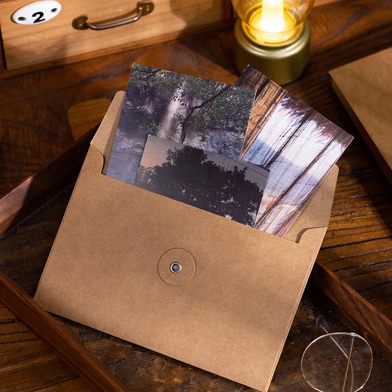 Thickened Vintage Kraft Paper Envelopes, Letters, Bills, Postcards, Card Storage Bags, Closure Rope Design 10pcs Set for Sale