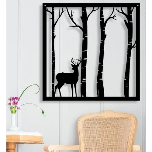 Homecept Wood Forest and Deer Siluetli Decorative Wall Table